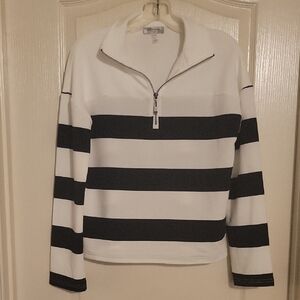 Cable & Gauge Black and White Striped Pullover